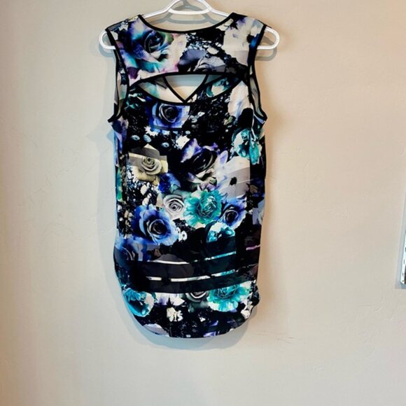 Amanda Uprichard Black Blue Purple and White Floral Top M Boho Whimsygoth - Picture 3 of 4